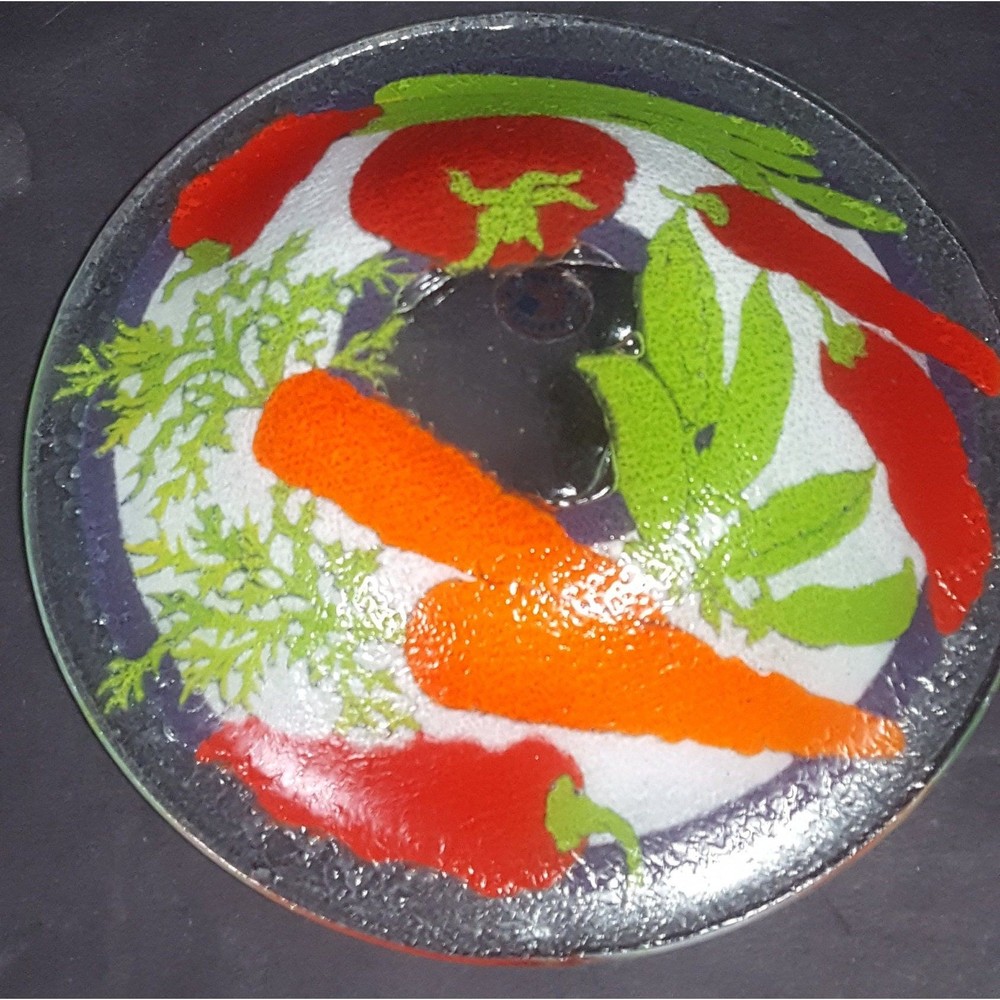 Fused Glass bowl vegetable theme vegetarian gift Peggy Karr fused glass bowl - Picture 6 of 10